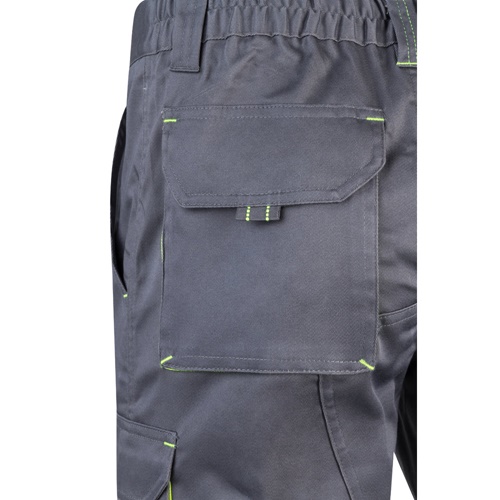 gray VL HEMERA. Bermudas elásticas bicolor y multibolsillos (240 g/m²), en algodón (46%), EME (38%) y poliéster (16%)