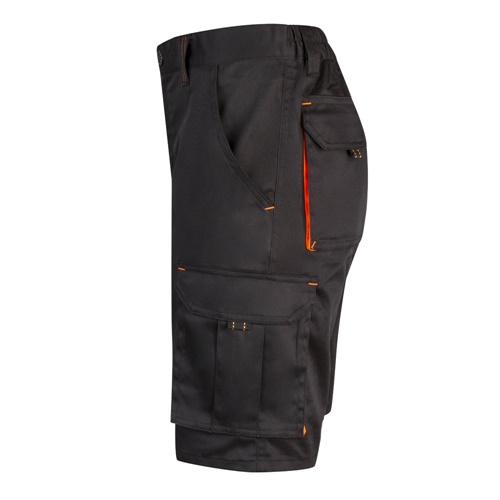 black VL HEMERA. Bermudas elásticas bicolor y multibolsillos (240 g/m²), en algodón (46%), EME (38%) y poliéster (16%)
