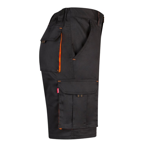 black VL HEMERA. Bermudas elásticas bicolor y multibolsillos (240 g/m²), en algodón (46%), EME (38%) y poliéster (16%)