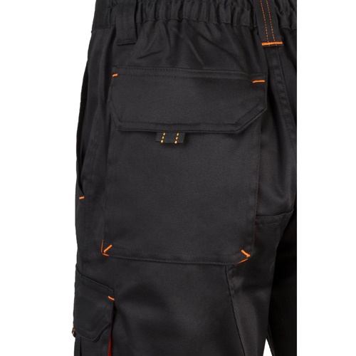 black VL HEMERA. Bermudas elásticas bicolor y multibolsillos (240 g/m²), en algodón (46%), EME (38%) y poliéster (16%)
