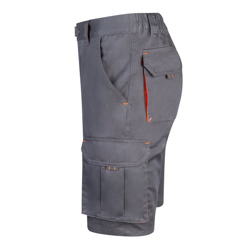gray VL HEMERA. Bermudas elásticas bicolor y multibolsillos (240 g/m²), en algodón (46%), EME (38%) y poliéster (16%)