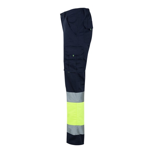 azul marino VL ZEUS LARGE. Pantalón elástico multibolsillos bicolor (240 g/m²), en algodón (46 %), EME (38 %) y poliéster (16 %)