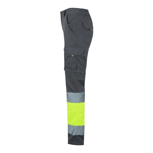 gray VL ZEUS LARGE. Pantalón elástico multibolsillos bicolor (240 g/m²), en algodón (46 %), EME (38 %) y poliéster (16 %)