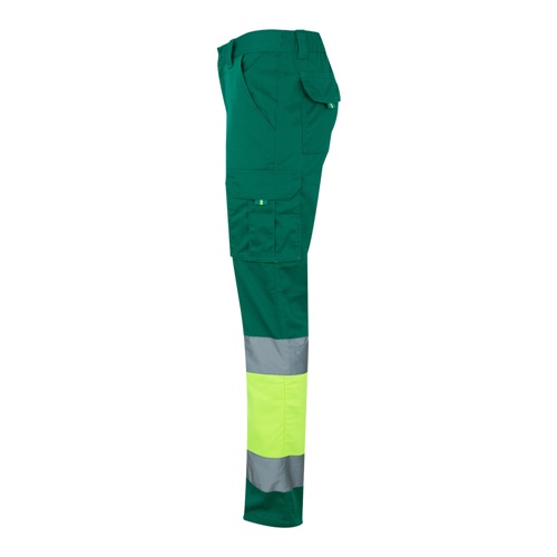 green VL ZEUS LARGE. Pantalón elástico multibolsillos bicolor (240 g/m²), en algodón (46 %), EME (38 %) y poliéster (16 %)