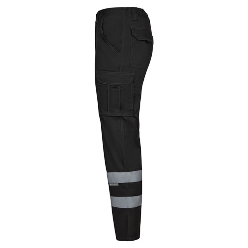 black VL DIONYSUS. Pantalón multibolsillos bicolor (210 g/m²), en algodón (20%) y poliéster (80%)