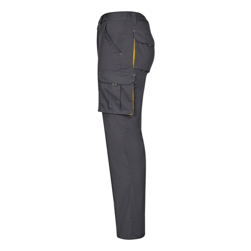 gray VL FIDES. Pantalón elástico bicolor multibolsillos (240g/m²), en algodón (46%), EME (38%) y poliéster (16%)