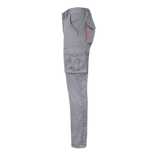 gray VL FIDES. Pantalón elástico bicolor multibolsillos (240g/m²), en algodón (46%), EME (38%) y poliéster (16%)