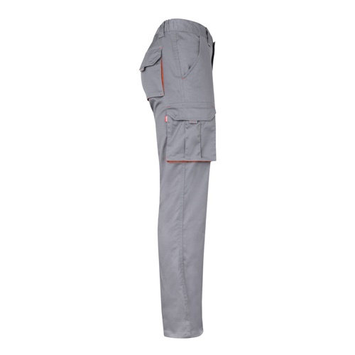 gray VL FIDES. Pantalón elástico bicolor multibolsillos (240g/m²), en algodón (46%), EME (38%) y poliéster (16%)