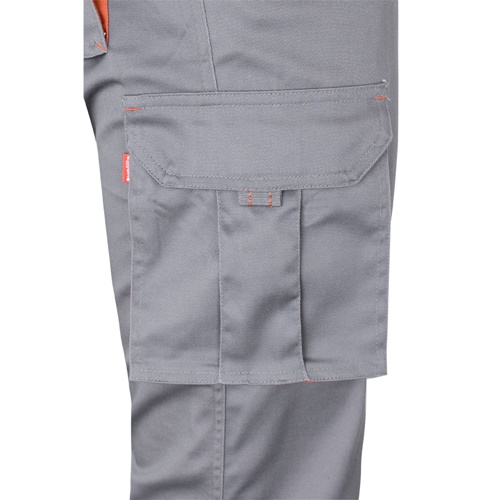 gray VL FIDES. Pantalón elástico bicolor multibolsillos (240g/m²), en algodón (46%), EME (38%) y poliéster (16%)