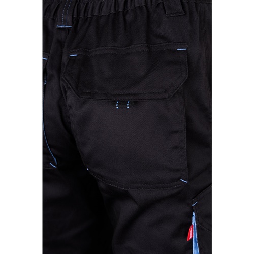 black VL FIDES. Pantalón elástico bicolor multibolsillos (240g/m²), en algodón (46%), EME (38%) y poliéster (16%)