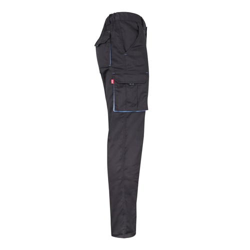 gray VL FIDES. Pantalón elástico bicolor multibolsillos (240g/m²), en algodón (46%), EME (38%) y poliéster (16%)