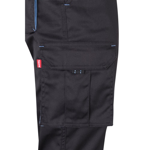 gray VL FIDES. Pantalón elástico bicolor multibolsillos (240g/m²), en algodón (46%), EME (38%) y poliéster (16%)
