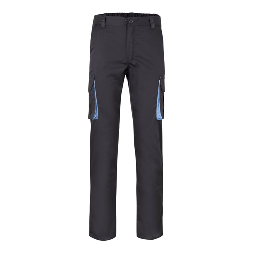VL FIDES. Pantalón elástico bicolor multibolsillos (240g/m²), en algodón (46%), EME (38%) y poliéster (16%)