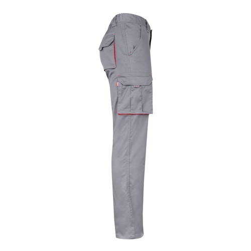 gray VL FIDES. Pantalón elástico bicolor multibolsillos (240g/m²), en algodón (46%), EME (38%) y poliéster (16%)