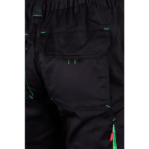 black VL FIDES. Pantalón elástico bicolor multibolsillos (240g/m²), en algodón (46%), EME (38%) y poliéster (16%)