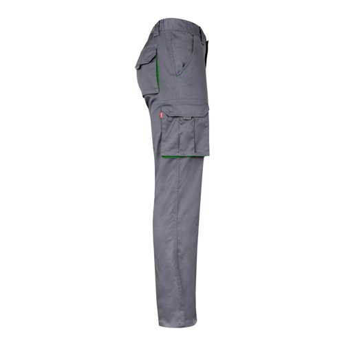 gray VL FIDES. Pantalón elástico bicolor multibolsillos (240g/m²), en algodón (46%), EME (38%) y poliéster (16%)