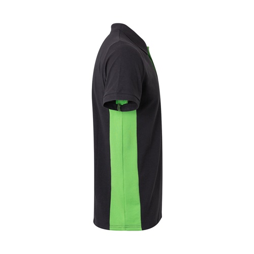 black VL SUPAY. Polo piqué bicolor (180g/m²), manga corta, en algodón (60%) y poliéster (40%)