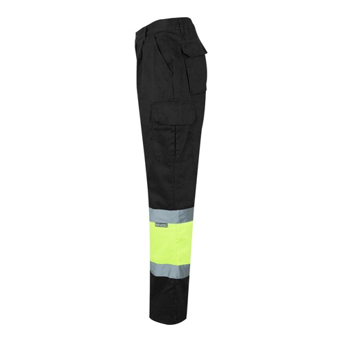 black VL ATHENA. Pantalón de sarga bicolor (210 g/m²), forrado, multibolsillos, en algodón (20 %) y poliéster (80 %)