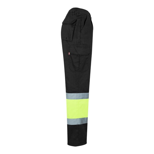 black VL ATHENA. Pantalón de sarga bicolor (210 g/m²), forrado, multibolsillos, en algodón (20 %) y poliéster (80 %)