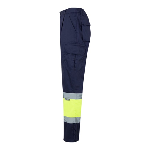 azul marino VL ATHENA. Pantalón de sarga bicolor (210 g/m²), forrado, multibolsillos, en algodón (20 %) y poliéster (80 %)