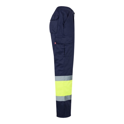 azul marino VL ATHENA. Pantalón de sarga bicolor (210 g/m²), forrado, multibolsillos, en algodón (20 %) y poliéster (80 %)