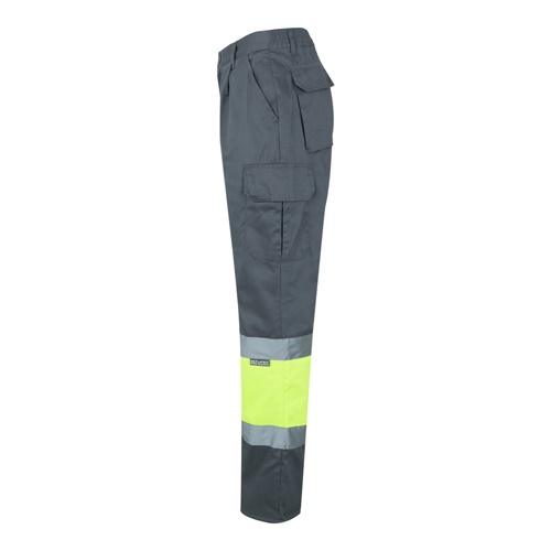 gray VL ATHENA. Pantalón de sarga bicolor (210 g/m²), forrado, multibolsillos, en algodón (20 %) y poliéster (80 %)