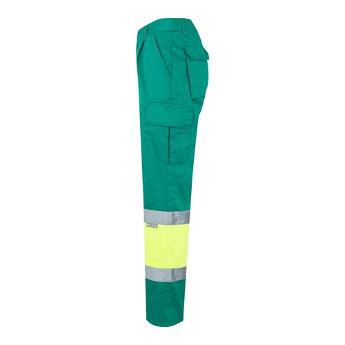 green VL ATHENA. Pantalón de sarga bicolor (210 g/m²), forrado, multibolsillos, en algodón (20 %) y poliéster (80 %)