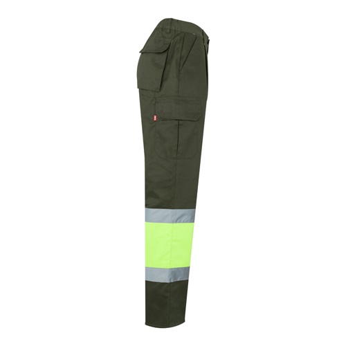 verde militar VL ATHENA. Pantalón de sarga bicolor (210 g/m²), forrado, multibolsillos, en algodón (20 %) y poliéster (80 %)