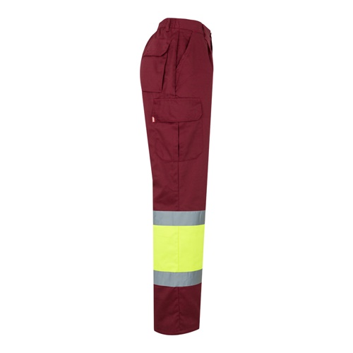 burdeos VL ATHENA. Pantalón de sarga bicolor (210 g/m²), forrado, multibolsillos, en algodón (20 %) y poliéster (80 %)