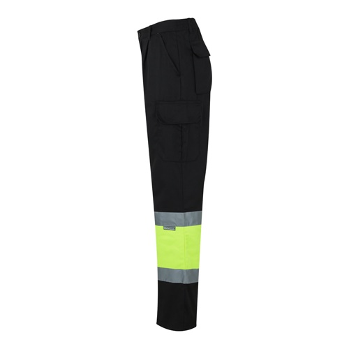black VL POSEIDON. Pantalón de sarga multibolsillos bicolor (210 g/m²), en algodón (20 %) y poliéster (80 %)