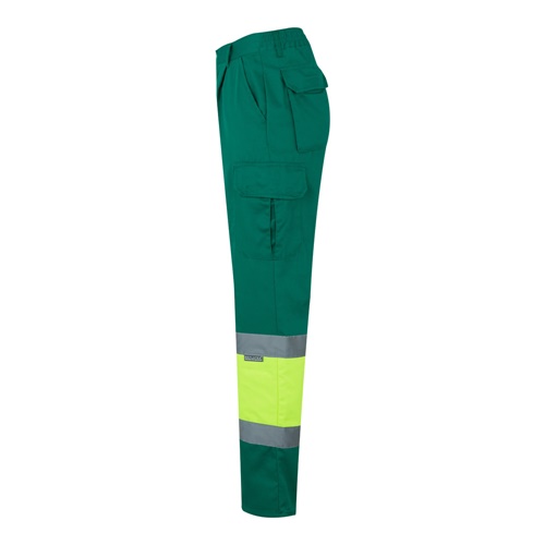 green VL POSEIDON. Pantalón de sarga multibolsillos bicolor (210 g/m²), en algodón (20 %) y poliéster (80 %)