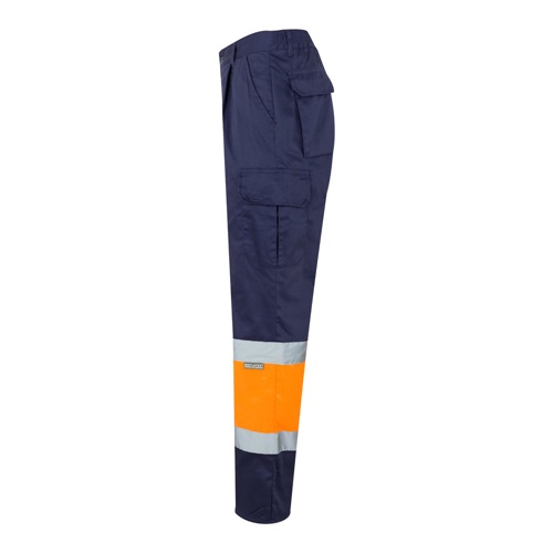 azul marino VL POSEIDON. Pantalón de sarga multibolsillos bicolor (210 g/m²), en algodón (20 %) y poliéster (80 %)