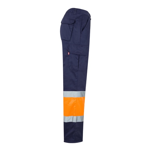 azul marino VL POSEIDON. Pantalón de sarga multibolsillos bicolor (210 g/m²), en algodón (20 %) y poliéster (80 %)