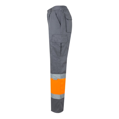 gray VL POSEIDON. Pantalón de sarga multibolsillos bicolor (210 g/m²), en algodón (20 %) y poliéster (80 %)