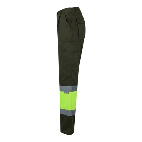 verde militar VL POSEIDON. Pantalón de sarga multibolsillos bicolor (210 g/m²), en algodón (20 %) y poliéster (80 %)