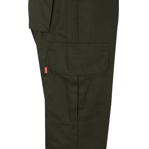verde militar VL POSEIDON. Pantalón de sarga multibolsillos bicolor (210 g/m²), en algodón (20 %) y poliéster (80 %)