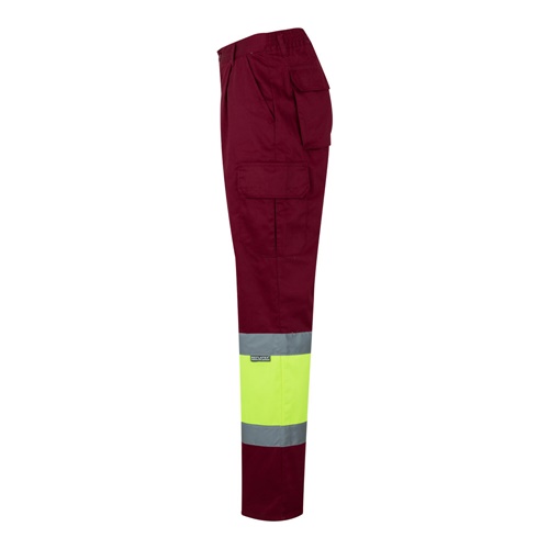 burdeos VL POSEIDON. Pantalón de sarga multibolsillos bicolor (210 g/m²), en algodón (20 %) y poliéster (80 %)