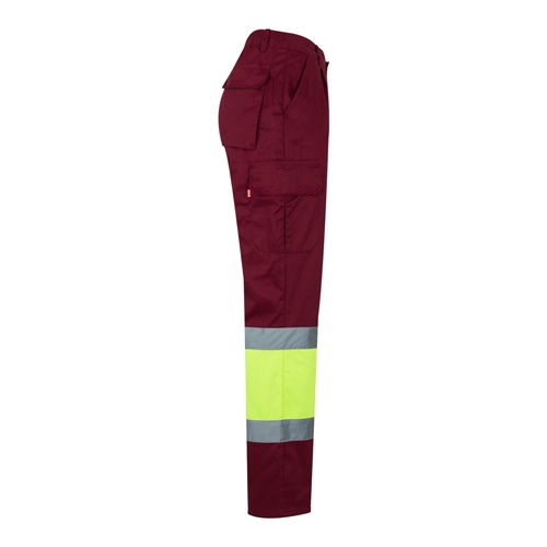 burdeos VL POSEIDON. Pantalón de sarga multibolsillos bicolor (210 g/m²), en algodón (20 %) y poliéster (80 %)