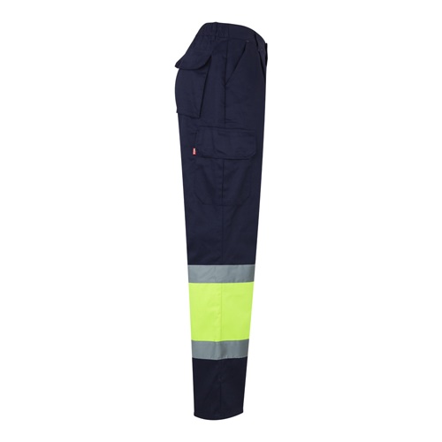 azul marino VL POSEIDON LARGE. Pantalón de sarga multibolsillos bicolor (210 g/m²), en algodón (20 %) y poliéster (80 %)
