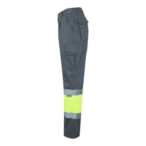 gray VL POSEIDON LARGE. Pantalón de sarga multibolsillos bicolor (210 g/m²), en algodón (20 %) y poliéster (80 %)