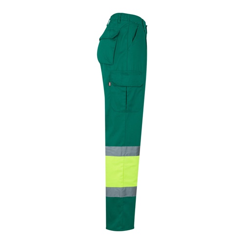green VL POSEIDON LARGE. Pantalón de sarga multibolsillos bicolor (210 g/m²), en algodón (20 %) y poliéster (80 %)