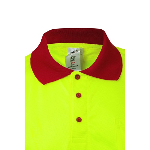 red VL CUPID LARGE. Polo bicolor ojo de pájaro (160g/m²) con manga corta, en poliéster (100%)