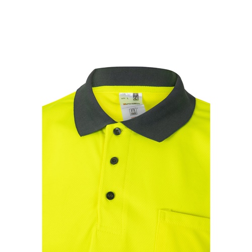 gray VL CUPID LARGE. Polo bicolor ojo de pájaro (160g/m²) con manga corta, en poliéster (100%)