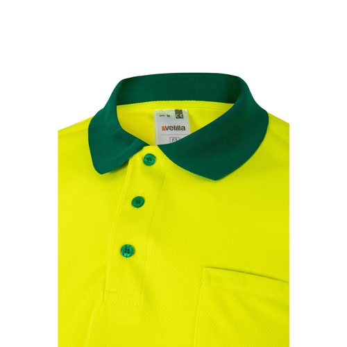 green VL CUPID LARGE. Polo bicolor ojo de pájaro (160g/m²) con manga corta, en poliéster (100%)