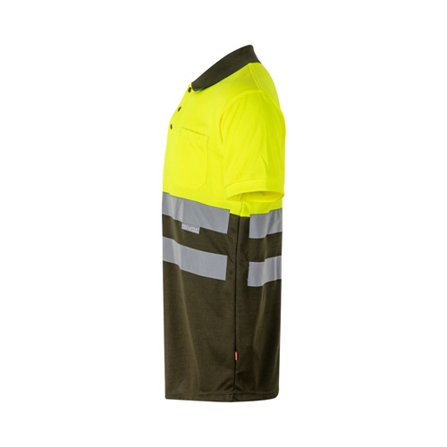 verde militar VL CUPID LARGE. Polo bicolor ojo de pájaro (160g/m²) con manga corta, en poliéster (100%)