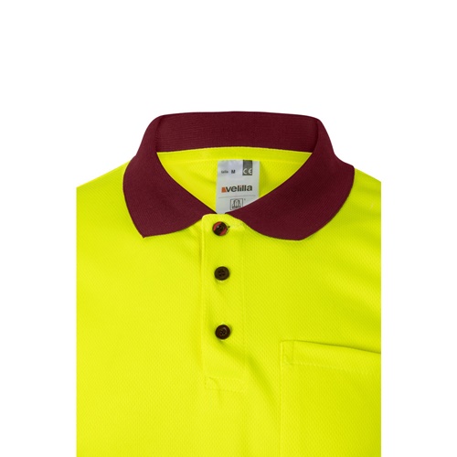 burdeos VL CUPID LARGE. Polo bicolor ojo de pájaro (160g/m²) con manga corta, en poliéster (100%)