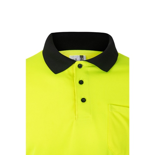 black VL VULCAN. Polo bicolor ojo de pájaro (160g/m²) con manga larga, en poliéster (100%)