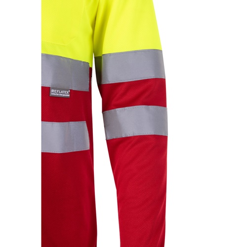red VL VULCAN. Polo bicolor ojo de pájaro (160g/m²) con manga larga, en poliéster (100%)
