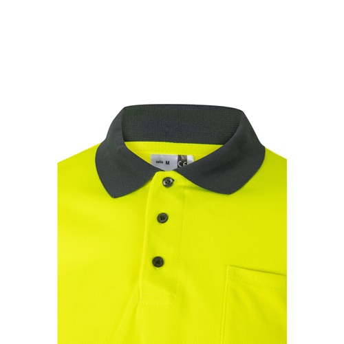 gray VL VULCAN. Polo bicolor ojo de pájaro (160g/m²) con manga larga, en poliéster (100%)
