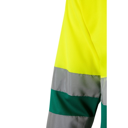 green VL VULCAN. Polo bicolor ojo de pájaro (160g/m²) con manga larga, en poliéster (100%)